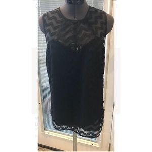 Milly Chevron Black Mesh Top